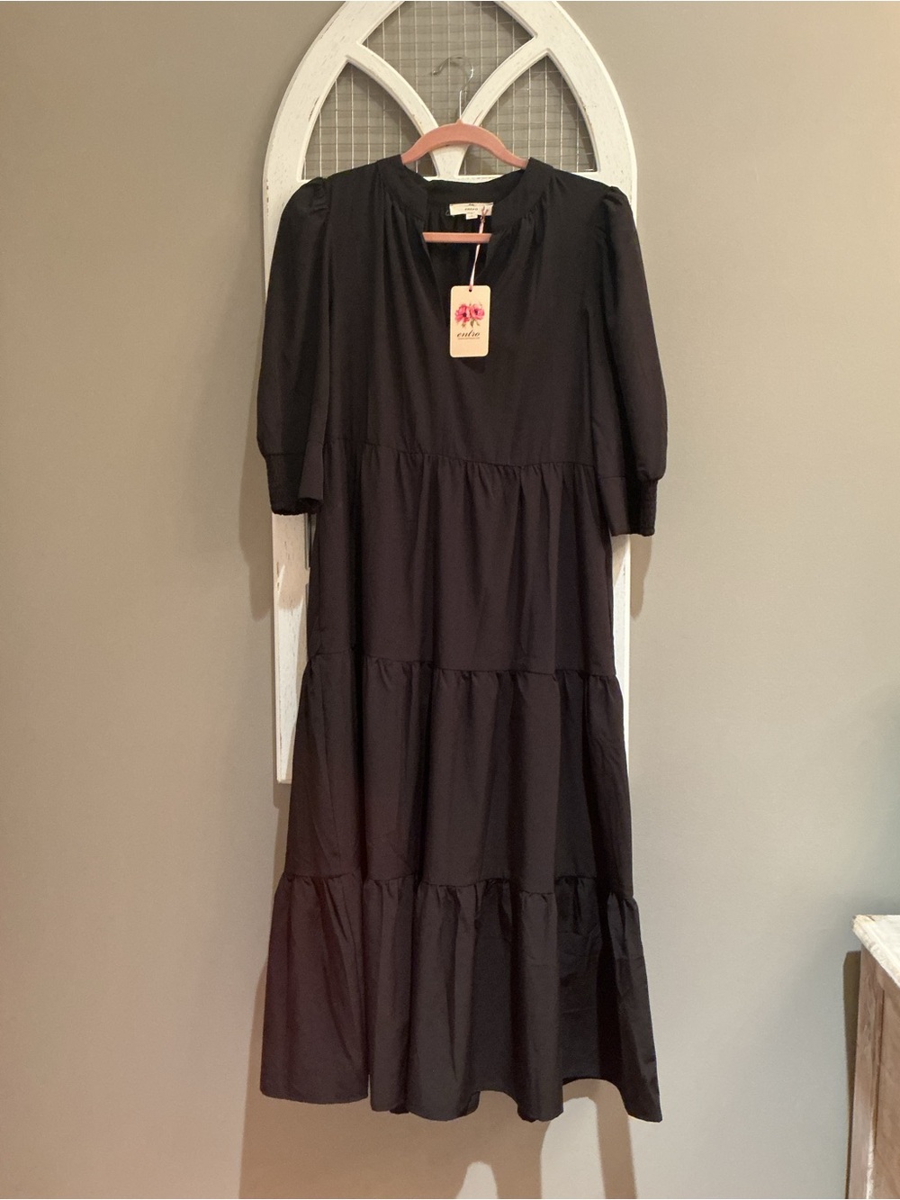 entro Black Maxi Dress with Tiered Skirt